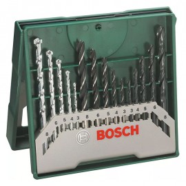 Свредло за дърво Bosch метал, дърво и камък к-кт 15 бр. 3-8 мм, Mini-X-Line- 2 607 019 675