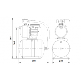 Хидрофор JPB6 24L Grundfos /1400W, Q-5.5 m3/h, H-50 m, 1"-1", 24 л/ 4661BPBB