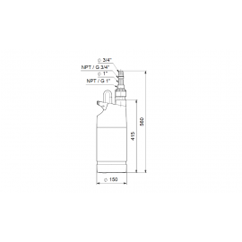 Помпа потопяема със смукателна решетка SB 3-45 A Grundfos /1050W, Q-2.83 m3/h, H-30.1 m, 3/4"-1"/ 97686705