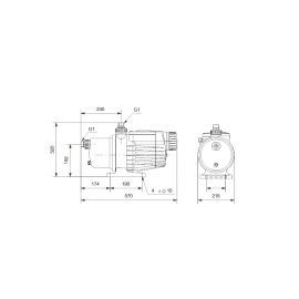 Самозасмукваща (хидрофорна) помпа MQ 3-45 Grundfos /1000W, Q-3 m3/h, H-45 m, 1"-1"/ 96515415