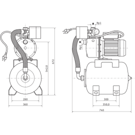 Хидрофорна уредба HWJ 204 H EM 50L BG  Wilo /1100 W, Q-5.0 м3/ч, 1-1”, Н-50 м/  2951638