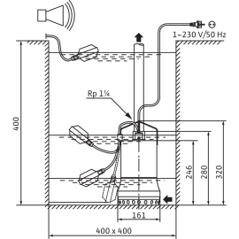 Помпа потопяема дренажна TS 32/9 A Wilo /Q-11.0 m3h, Н-11 м, 1 1/4"/ 6043943