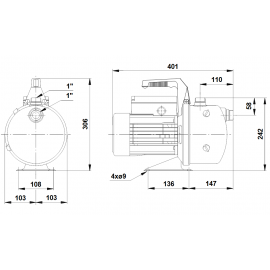 Самозасмукваща неръждаема помпа JP 6 Grundfos /1400W, Q-5.0 m3/h, H-45 m, 1"/ 46611002