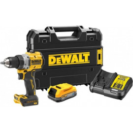 Бормашина винтоверт DeWALT акумулаторна ударна с батерия и зарядно, 18 V, 1.7 Ah, 90 Nm, 1.5-13 мм, DCD805E1T