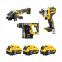 Комплект DeWALT акумулаторни инструменти с 3 батерии и зарядно, DCF887, DCH273, DCG405, 18 V, 5 Ah, DCK305P3T