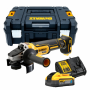 Ъглошлайф DeWALT акумулаторен безчетков с батерия и зарядно 18 V, 125 мм, 9000 об./мин, DCG405H1T