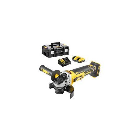 Ъглошлайф DeWALT акумулаторен с 2 батерии и зарядно, 18 V, 5 Ah, 125 мм, 9000 об./мин, DCG405H2T