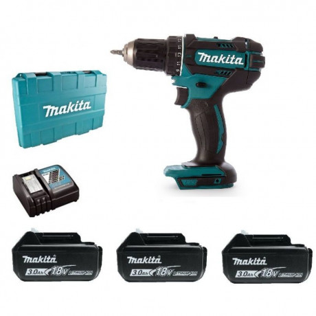 Винтоверт Makita акумулаторен 18 V, 3 Ah, 62 Nm, 1.5-13 мм, DDF482RFE3