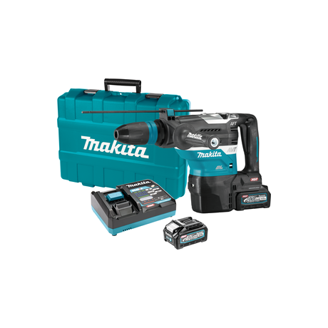 Перфоратор Makita акумулаторен с 2 батерии и зарядно, SDS-max, 40 V, 4 Ah, 8 J, 1450-2900 уд./мин HR005GM202