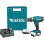 Акумулаторен винтоверт Makita с колекторен двигател с 2 батерии и зарядно, 18 V, 1.5 Ah, 42 Nm, 1.5-13 мм, DF488D002