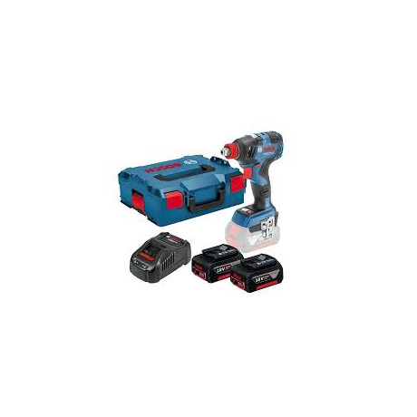 Гайковерт акумулаторен Bosch с 2 батерии и зарядно, 18 V, 5 Ah, 200 Nm, квадрат, шестостен, 1/2", 1/4" GDX 18V-200- 06019G4201