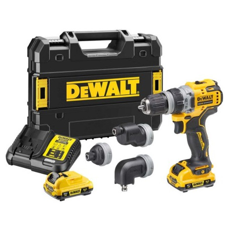 Акумулаторен винтоверт DeWALT с безчетков двигател с 2 батерии и зарядно, 12 V, 3 Ah, 57.5 Nm, 1.5-10 мм DCD703L2T