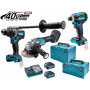 Комплект акумулаторни инструменти Makita с 2 батерии и зарядно, DF001G, TD001G, GA005G, 40 V, 4 Ah, DK0125G301