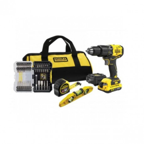Акумулаторен винтоверт Stanley ударен комплект с 1 батерия и зарядно, 18 V, 2 Ah, 60 Nm, 13 мм, SFMCK101D1S-QW