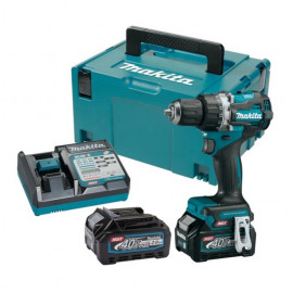 Акумулаторен винтоверт Makita с безчетков двигател с 2 батерии и зарядно, 40 V, 2 Ah, 64 Nm, 1.5-13 мм, DF002GA201