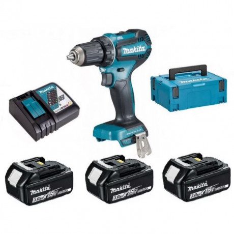 Акумулаторен винтоверт Makita с безчетков двигател с 3 батерии и зарядно, 18 V, 3 Ah, 50 Nm, 1.5-13 мм, DDF485RF3J Акумулаторен винтоверт Makita с безчетков двигател с 3 батерии и зарядно, 18 V, 3 Ah, 50 Nm, 1.5-13 мм, DDF485RF3J