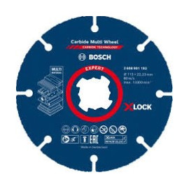 Диск карбиден за рязане Bosch на дърво, пластмаса, гипсокартон 115 мм, 22.23 мм, 1 мм, Expert Carbide Multi Wheel-2608901192