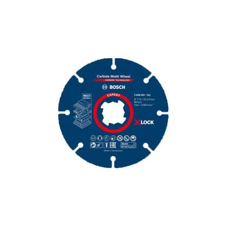 Диск карбиден за рязане Bosch на дърво, пластмаса, гипсокартон 115 мм, 22.23 мм, 1 мм, Expert Carbide Multi Wheel-2608901192