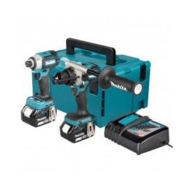 Комплект акумулаторни инструменти Makita с 2 батерии и зарядно, DHP492Z, DTW300Z, 18 V, 5 Ah-DLX2590TJ