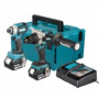 Комплект акумулаторни инструменти Makita с 2 батерии и зарядно, DHP492Z, DTW300Z, 18 V, 5 Ah-DLX2590TJ