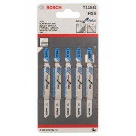 Нож за зеге Bosch с T-захват за тънка ламарина 67/92 мм, 36 TPI, 5 бр., праволинейно, T 118 G-2 608 631 012