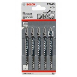 Нож за зеге Bosch с T-захват 74/100 мм, 6.4-5 TPI, 5 бр., криволинейно, T 244 D- 2 608 630 058