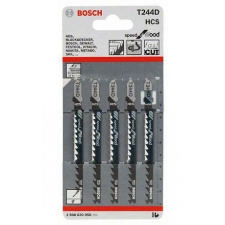 Нож за зеге HCS 4.0-5.2х75 мм, 5 броя за дърво, T 224 D Bosch