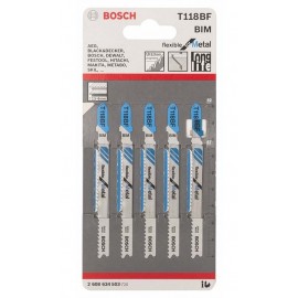 Нож за зеге Bosch с T-захват за дебела ламарина комплект 67/92 мм, 13-11 TPI, 5 бр., праволинейно, T 118 BF-2 608 634 503