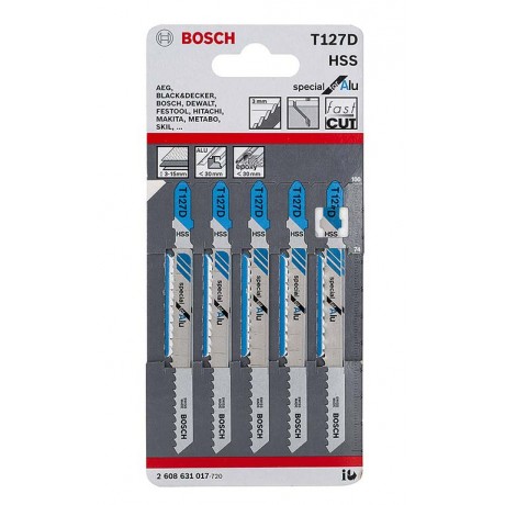 Нож за зеге HSS 3.0х75 мм, 5 броя за метал, T 127 D Bosch
