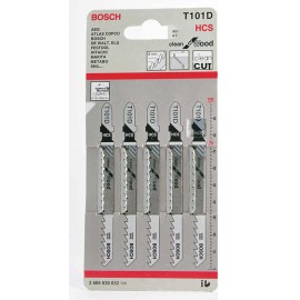 Нож за зеге Bosch с T-захват за дърво комплект 74/100 мм, 6.35-5 TPI, 5 бр., праволинейно, T 101 D- 2 608 630 032