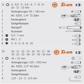 Вложки с тресчотка и накрайници комплект 1/4", 1/2", 4-32 мм, 48 броя Projahn