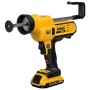 Пистолет DeWALT акумулаторен за уплътнители и лепила 2 V, 18 Ah, 2500 N, 0.31-0.6 л, DCE580D1
